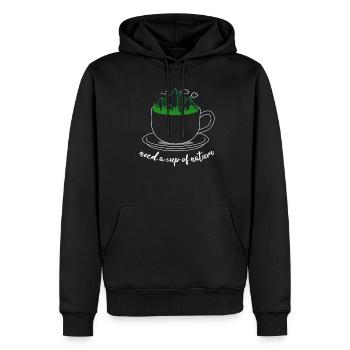 Besoin d’une tasse de nature en plein air - Sweat à capuche Premium bio Homme - noir - Devant - Nico (187cm)