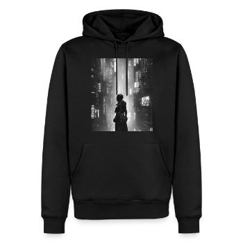 Vaporwave Anime Japan Cyber sci fi - Männer Premium Bio Hoodie - Schwarz - Vorne - Nico (187cm)