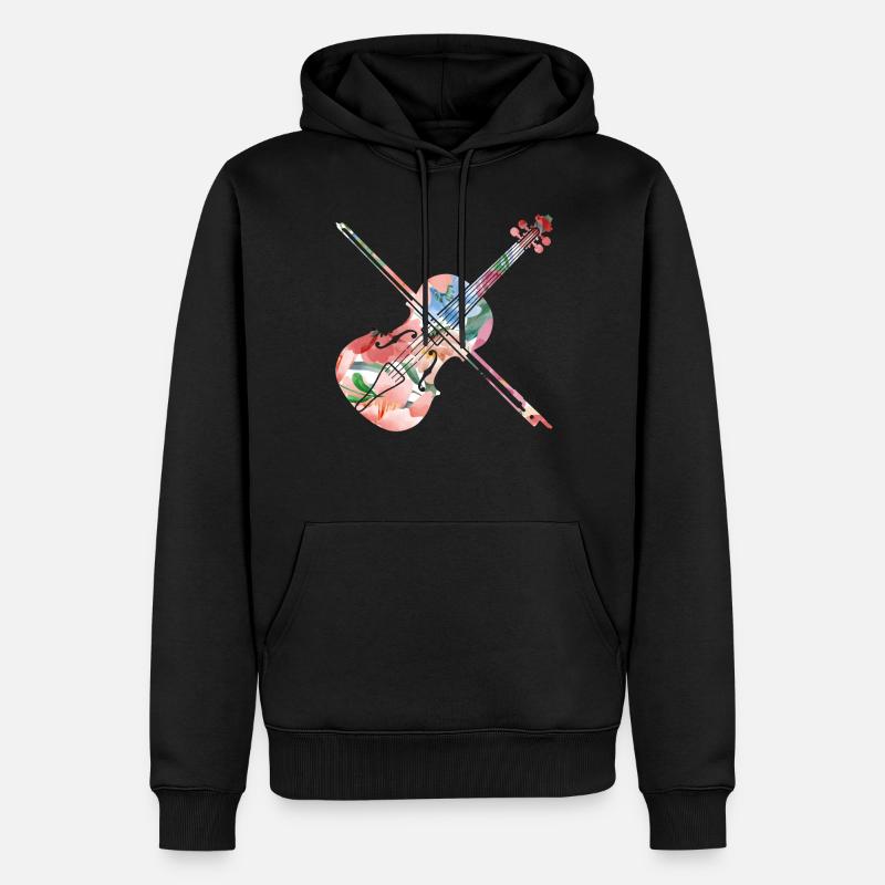 Violon Violoniste Fleur Tropicale - Sweat à capuche Premium bio Homme - noir