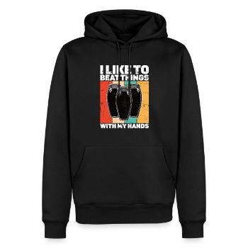 Conga Drum Musician Drumline - Men’s Premium Organic Hoodie - black - Front - Nico (187cm)