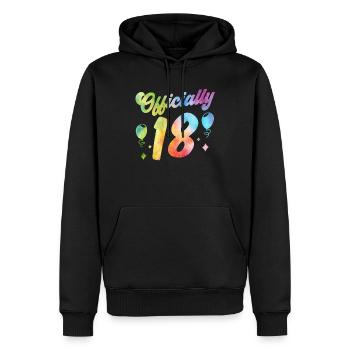 Offiziell 18 Achtzehn Geburtstagskind Geburtstag - Männer Premium Bio Hoodie - Schwarz - Vorne - Nico (187cm)