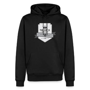 Ce garçon a officiellement 18 ans dix-huit ans - Sweat à capuche Premium bio Homme - noir - Devant - Nico (187cm)
