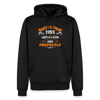 Februar 1990 Vintage Geburtstag Geschenk - Männer Premium Bio Hoodie - Schwarz - Vorne - Nico (187cm)