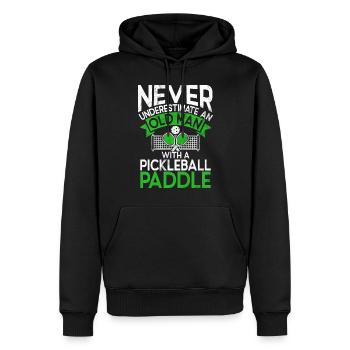 Pickleball masculin Sports Funny Pickleball Design - Sweat à capuche Premium bio Homme - noir - Devant - Nico (187cm)