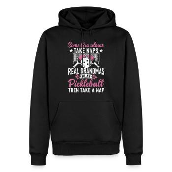 Pickleball masculin Sports Funny Pickleball Design - Sweat à capuche Premium bio Homme - noir - Devant - Nico (187cm)