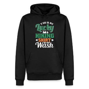 C’est mon bonheur de faire de la randonnée et non du lavage - Sweat à capuche Premium bio Homme - noir - Devant - Nico (187cm)