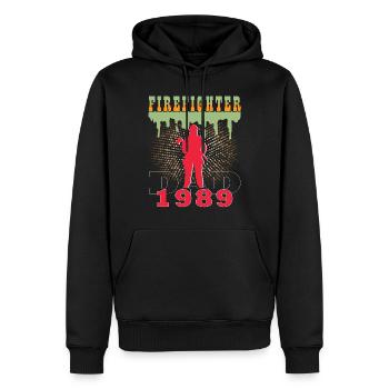 1989 Jahrgang feuerwehrmann Vater Geburtstag - Männer Premium Bio Hoodie - Schwarz - Vorne - Nico (187cm)