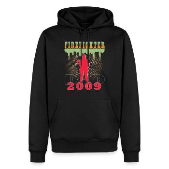 2009 Jahrgang feuerwehrmann Vater Geburtstag - Männer Premium Bio Hoodie - Schwarz - Vorne - Nico (187cm)