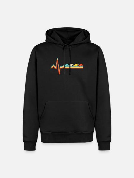 Nashorn Retro Herzschlag - Männer Premium Bio Hoodie - Schwarz