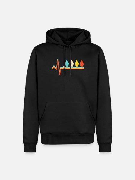 Pinguin Retro Herzschlag - Männer Premium Bio Hoodie - Schwarz