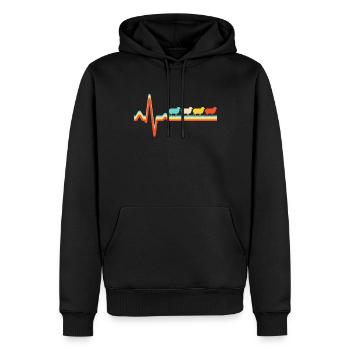 Schaf Retro Herzschlag - Männer Premium Bio Hoodie - Schwarz - Vorne - Nico (187cm)