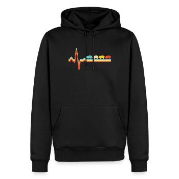Schwein Retro Herzschlag - Männer Premium Bio Hoodie - Schwarz - Vorne - Nico (187cm)