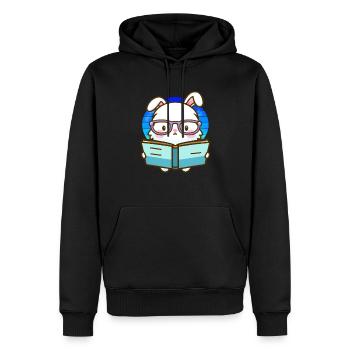 Bücherwurm-Hase - Männer Premium Bio Hoodie - Schwarz - Vorne - Nico (187cm)