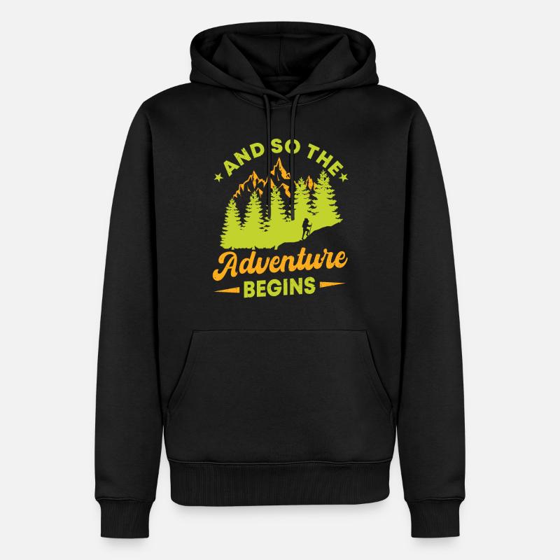 Und So Beginnt Das Abenteuer - Männer Premium Bio Hoodie - Schwarz