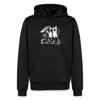 Chat, on joue, je fais ce que je veux - Sweat à capuche Premium bio Homme - noir - Devant - Nico (187cm)