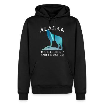Alaska Geschenk USA Natur Bär Denali Grizzly Wald - Männer Premium Bio Hoodie - Schwarz - Vorne - Nico (187cm)