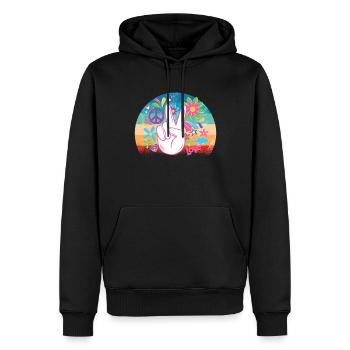 Hippie - Männer Premium Bio Hoodie - Schwarz - Vorne - Nico (187cm)