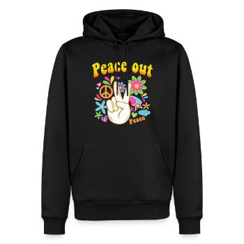 Hippie Tshirt Peace Movement Woodstock Boho Groove - Men’s Premium Organic Hoodie - black - Front - Nico (187cm)
