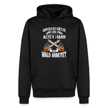 Holz Geschenke Chainsaw Kettensäge Waldarbeiter - Männer Premium Bio Hoodie - Schwarz - Vorne - Nico (187cm)