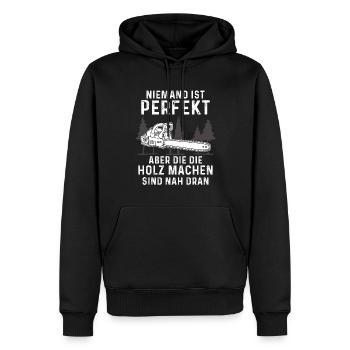 Holz Geschenke Chainsaw Kettensäge Waldarbeiter - Männer Premium Bio Hoodie - Schwarz - Vorne - Nico (187cm)