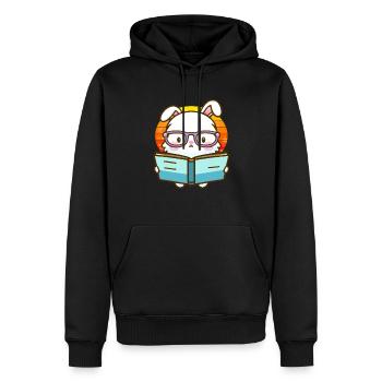 Bücherwurm-Hase - Männer Premium Bio Hoodie - Schwarz - Vorne - Nico (187cm)