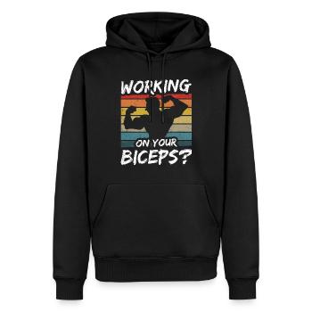 Arbeiten Sie An Ihrem Bizeps Muskeln Workout Curls - Männer Premium Bio Hoodie - Schwarz - Vorne - Nico (187cm)