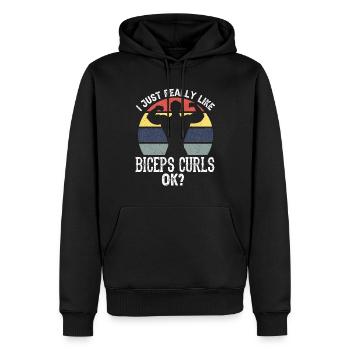J’aime vraiment les muscles des biceps - Sweat à capuche Premium bio Homme - noir - Devant - Nico (187cm)