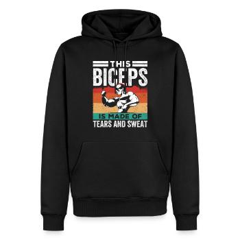 Dieser Bizeps Ist Aus Tränen Und Schweiß Gemacht - Männer Premium Bio Hoodie - Schwarz - Vorne - Nico (187cm)