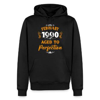 Februar 1990 Vintage Geburtstag Geschenk - Männer Premium Bio Hoodie - Schwarz - Vorne - Nico (187cm)