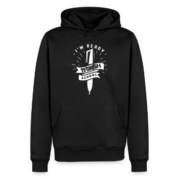 Je suis prêt pour la journée scolaire École des enseignants - Sweat à capuche Premium bio Homme - noir - Devant - Nico (187cm)
