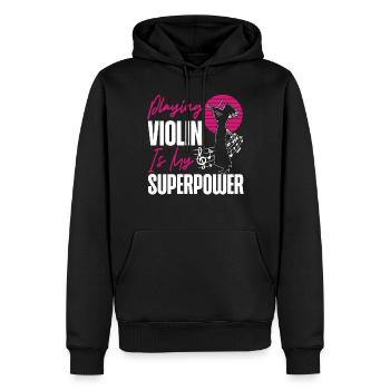 Violoniste violoniste jouant du violon est - Sweat à capuche Premium bio Homme - noir - Devant - Nico (187cm)