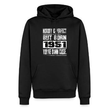 No one is perfect but born 1951 birthday - Men’s Premium Organic Hoodie - black - Front - Nico (187cm)