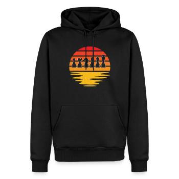 Échecs Rétro - Sweat à capuche Premium bio Homme - noir - Devant - Nico (187cm)
