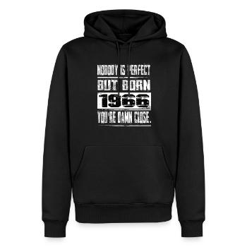 No one is perfect but born 1966 birthday - Men’s Premium Organic Hoodie - black - Front - Nico (187cm)