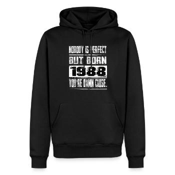 No one is perfect but born 1988 birthday - Men’s Premium Organic Hoodie - black - Front - Nico (187cm)