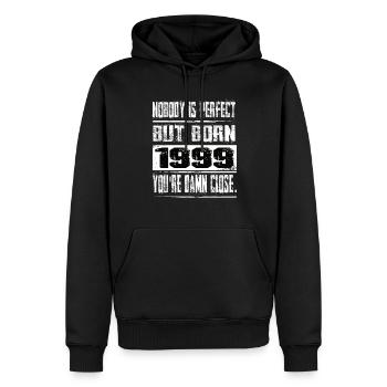 No one is perfect but born 1999 birthday - Men’s Premium Organic Hoodie - black - Front - Nico (187cm)