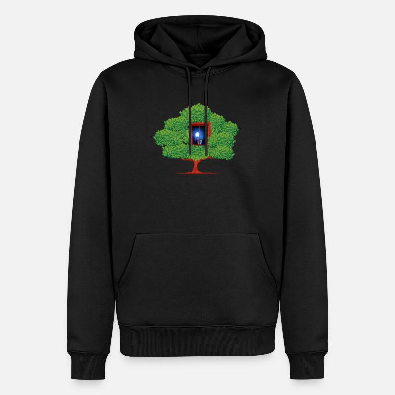 Tree Window Night Abstract - Sweat à capuche Premium bio Homme - noir