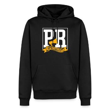 PR Spezialist Job Public Relations Beruf - Männer Premium Bio Hoodie - Schwarz - Vorne - Nico (187cm)