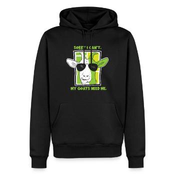 Malheureusement, mes chèvres n’ont pas besoin de moi animal - Sweat à capuche Premium bio Homme - noir - Devant - Nico (187cm)