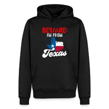 Achtung: Ich Komme Aus Texas Texaner Texanisch - Männer Premium Bio Hoodie - Schwarz - Vorne - Nico (187cm)