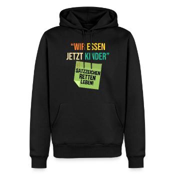 Wir Essen Jetzt Kinder - Männer Premium Bio Hoodie - Schwarz - Vorne - Nico (187cm)