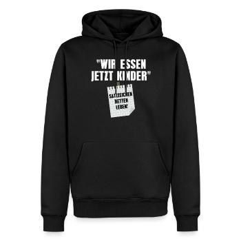 Wir Essen Jetzt Kinder Satzzeichen Retten Leben - Männer Premium Bio Hoodie - Schwarz - Vorne - Nico (187cm)