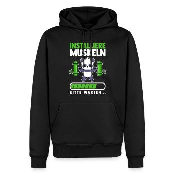 Muskeln Sport Fitness Gewichtheben Panda - Männer Premium Bio Hoodie - Schwarz - Vorne - Nico (187cm)