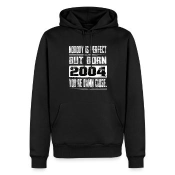 No one is perfect but born 2004 birthday - Men’s Premium Organic Hoodie - black - Front - Nico (187cm)