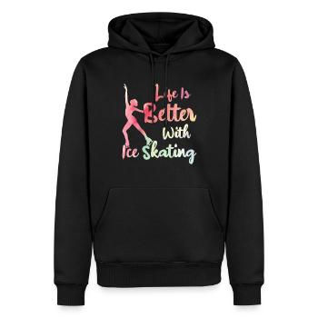 Patinage - Sweat à capuche Premium bio Homme - noir - Devant - Nico (187cm)