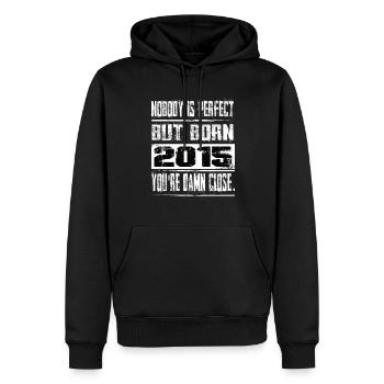 No one is perfect but born 2015 birthday - Men’s Premium Organic Hoodie - black - Front - Nico (187cm)