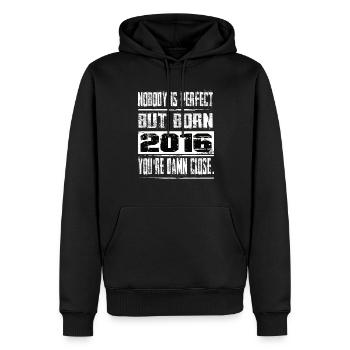 No one is perfect but born 2016 birthday - Men’s Premium Organic Hoodie - black - Front - Nico (187cm)