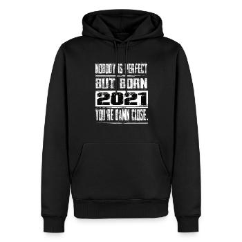 No one is perfect but born 2021 birthday - Men’s Premium Organic Hoodie - black - Front - Nico (187cm)