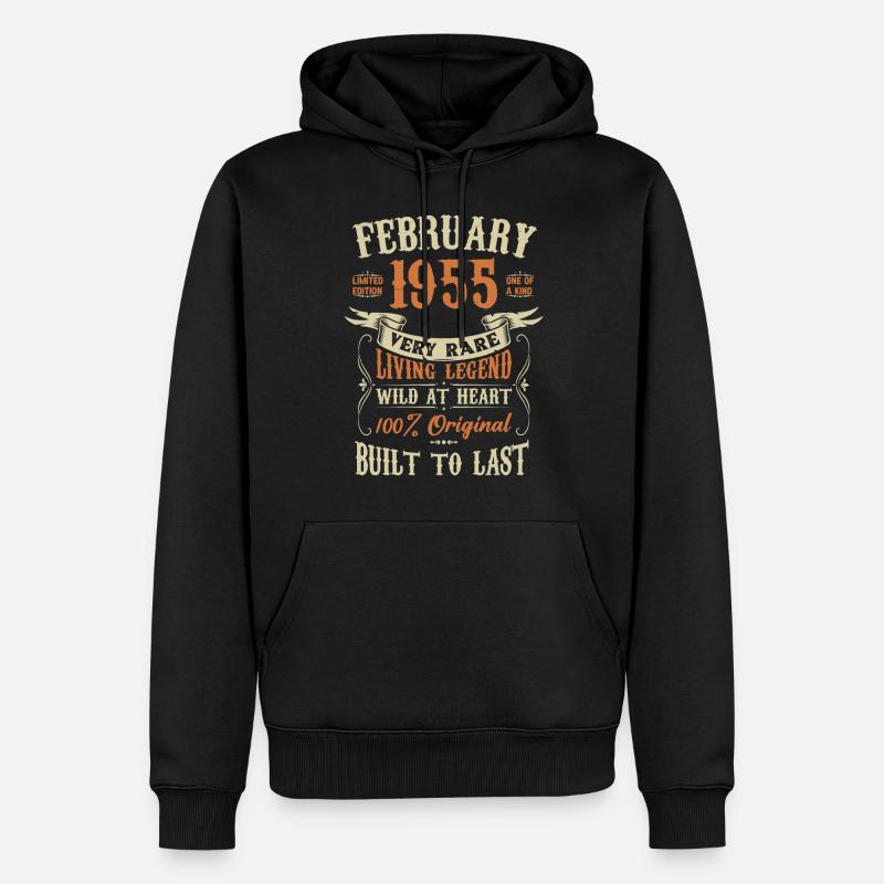 Février 1955 Cadeau d’anniversaire - Sweat à capuche Premium bio Homme - noir