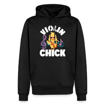 Violon Violoniste Fille Poulet - Sweat à capuche Premium bio Homme - noir - Devant - Nico (187cm)